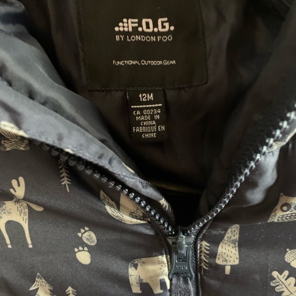 Infant London Fog snowsuit (like new) - cute pattern with bear ears on the hood. - Picture 2 of 3